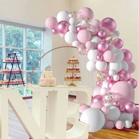 Kit de arco de globos rosa 107 globos - Decoración De Comunión