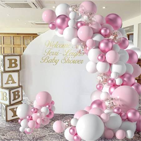 Kit de arco de globos rosa 107 globos - Decoración De Comunión