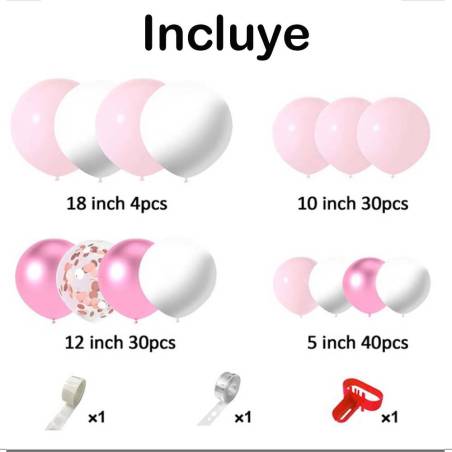 Kit de arco de globos rosa 107 globos - Decoración De Comunión