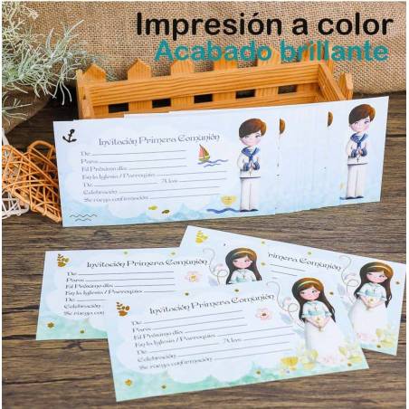 10 Invitaciones de Comunión Originales Niño Incluye Sobres - Invitaciones De Comunión