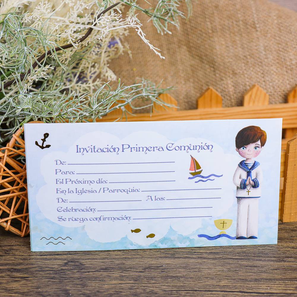 10 Invitaciones de Comunión Originales Niño Incluye Sobres - Invitaciones De Comunión