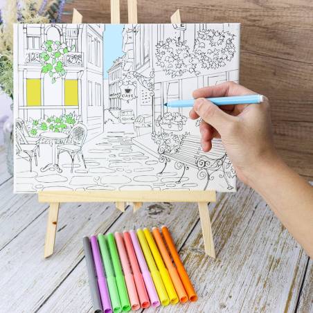 Caballete con lienzo para pintar Rotuladores Regalos para niños - Detalles Cumpleaños