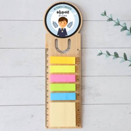 Marcapáginas personalizado de madera "Modelo Miguel" Detalles invitados comunión - Detalles personalizables para Comunión