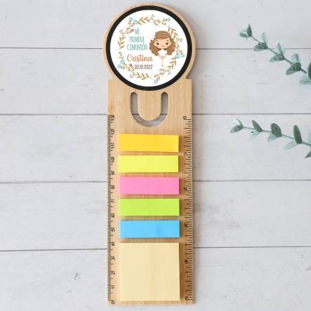 Marcapáginas personalizado de madera "Cristina" Detalles invitados comunión - Detalles personalizables para Comunión