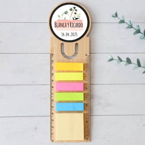 Marcapáginas personalizado de madera "Modelo Prado" Detalles invitados boda - Detalles personalizables para Boda