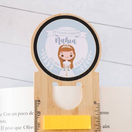 Marcapáginas personalizado de madera "Modelo Gemelas" Detalles invitados bautizo - Detalles personalizables para Bautizo