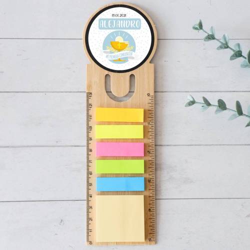 Marcapáginas personalizado de madera "Alejandro" Detalles invitados comunión - Detalles personalizables para Comunión
