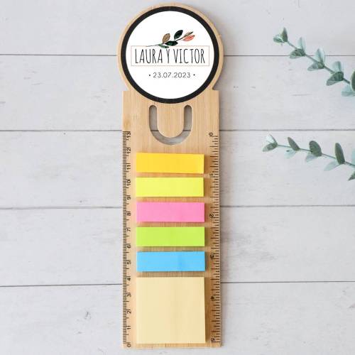 Marcapáginas personalizado de madera "Modelo Ocaso" Detalles invitados boda - Detalles personalizables para Boda