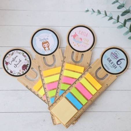 Marcapáginas personalizado de madera "Modelo Gemelas" Detalles invitados bautizo - Detalles personalizables para Bautizo