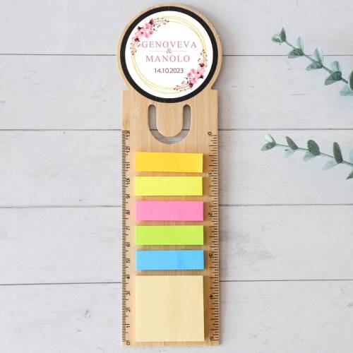 Marcapáginas personalizado de madera "Modelo Pink Crown" Detalles invitados boda - Detalles personalizables para Boda
