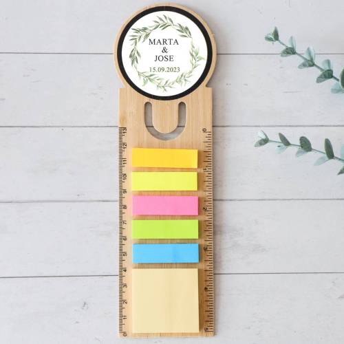 Marcapáginas personalizado de madera "Modelo Sun" Detalles invitados boda - Detalles personalizables para Boda