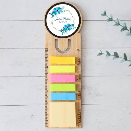 Marcapáginas personalizado de madera "Modelo Azul" Detalles invitados boda - Detalles personalizables para Boda