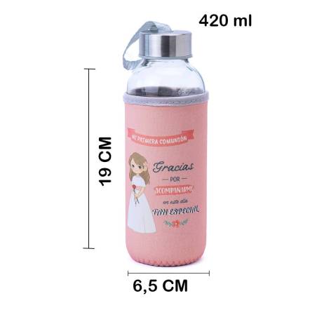 Botella de comunión de niña Botella con funda Detalles invitados comunión - Detalles De Comunión Para Niños