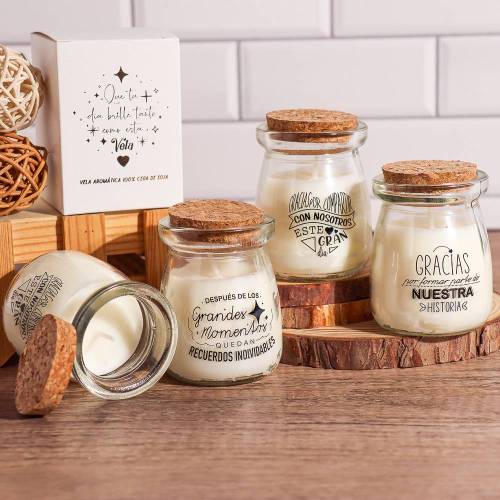 Velas con frases Detalles para invitados boda - Inicio