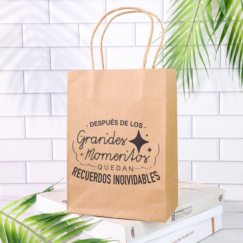 Bolsas con frases Bolsas kraft con frases Detalles invitados de boda - Inicio