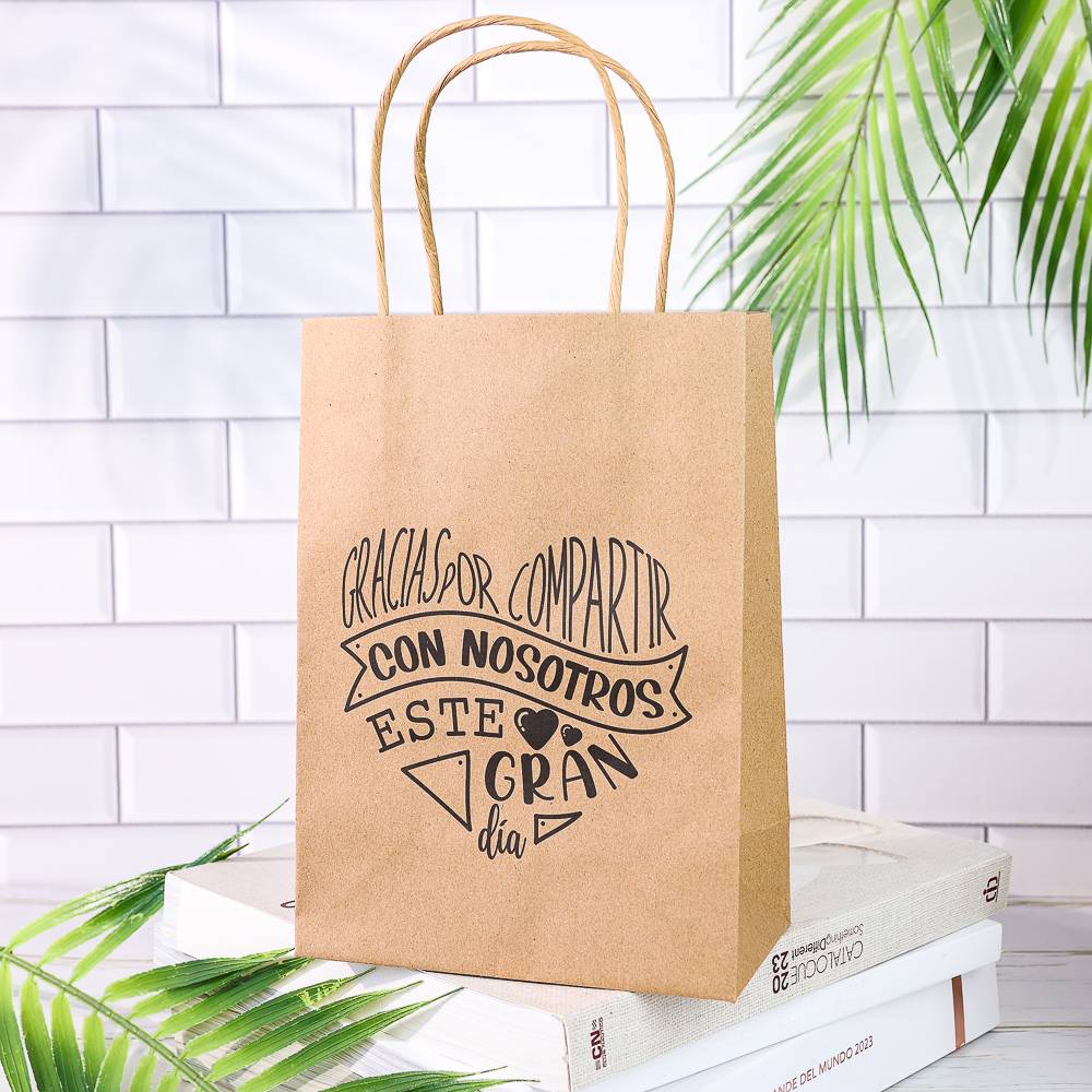 Bolsas con frases Bolsas kraft con frases Detalles invitados de boda - Inicio