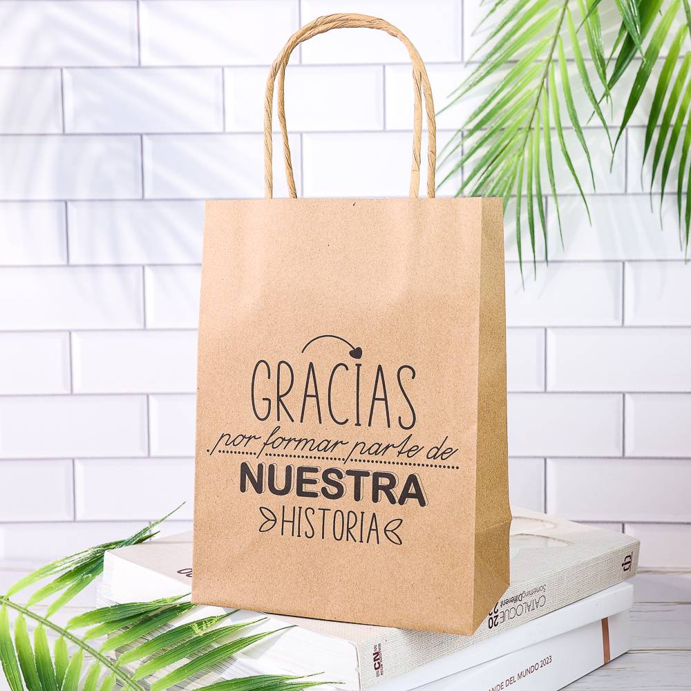 Bolsas con frases Bolsas kraft con frases Detalles invitados de boda - Inicio