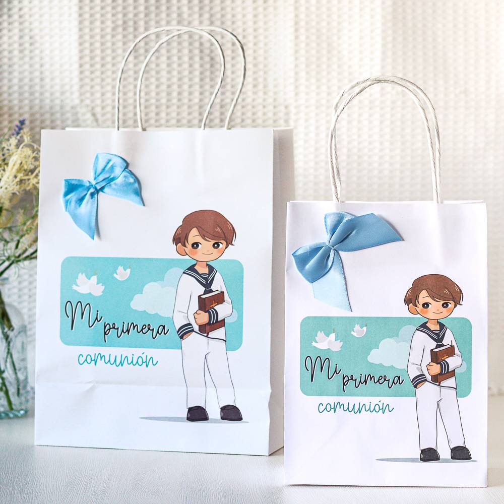Bolsa de papel comunión niño Detalles invitados comunión - Detalles para comunión