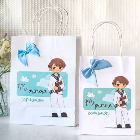 Bolsa de papel comunión niño Detalles invitados comunión - Detalles para comunión