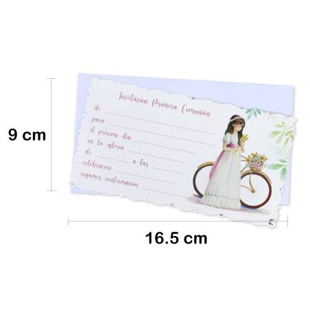 Pack 10 Invitaciones de comunión niña Invitaciones de Mi Primera Comunión con sobre - Invitaciones De Comunión