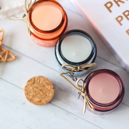 Velas con frase decorativas, Velas cristal de color, Detalles para invitados de comunión - Inicio