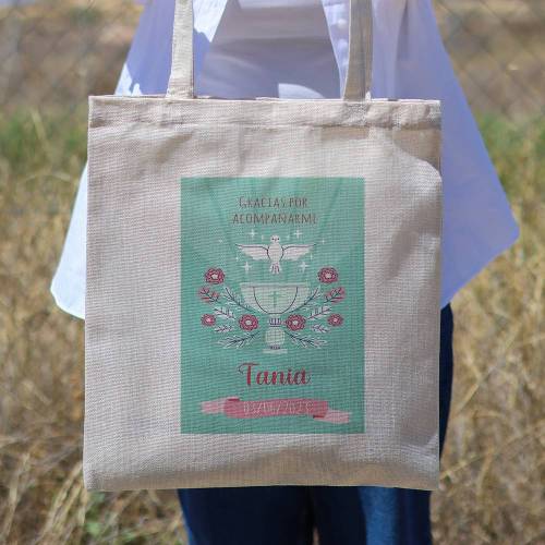 Bolsa de tela personalizada Bautizo "Copa niña" Detalles de bautizo - Detalles personalizables para Bautizo