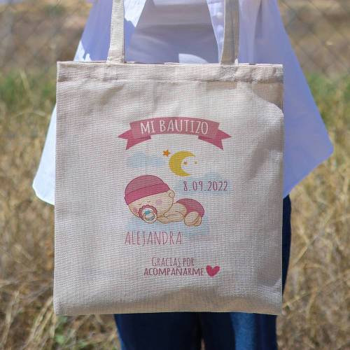 Bolsa de tela personalizada Bautizo "Sueño niña" Detalles de bautizo - Detalles personalizables para Bautizo