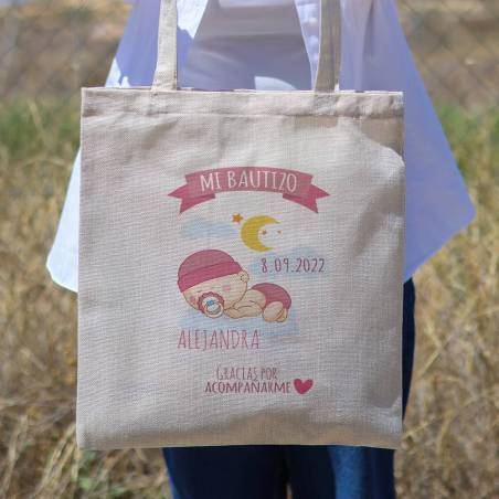 Bolsa de tela personalizada Bautizo "Sueño niña" Detalles de bautizo - Detalles personalizables para Bautizo