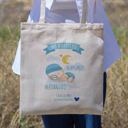 Bolsa de tela personalizada Bautizo "Sueño niño" Detalles de bautizo - Detalles personalizables para Bautizo