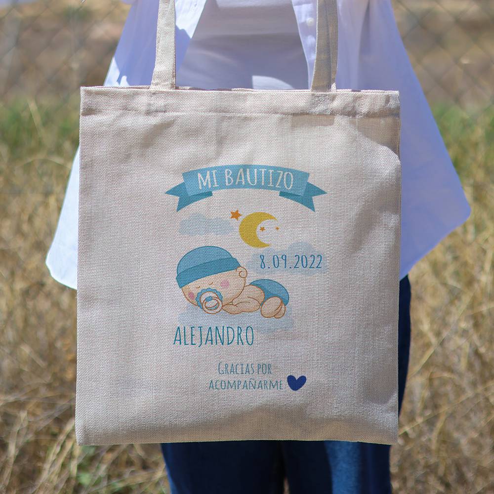 Bolsa de tela personalizada Bautizo "Sueño niño" Detalles de bautizo - Detalles personalizables para Bautizo