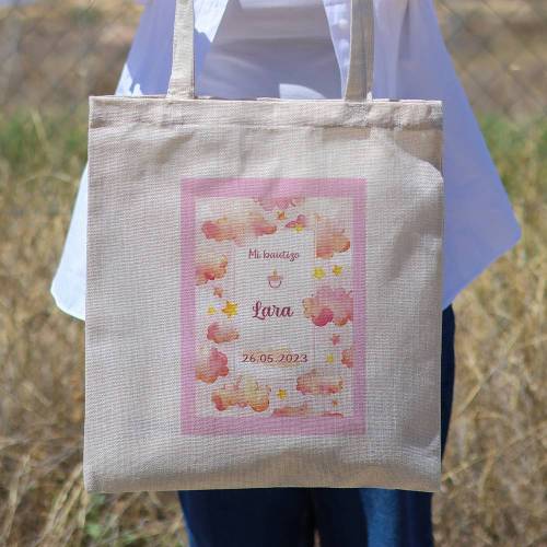 Bolsa de tela personalizada Bautizo "Universo niña" Detalles de bautizo - Detalles personalizables para Bautizo