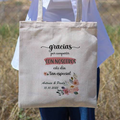 Bolsa de tela personalizada Boda "Compartir" Detalles de boda - Detalles personalizables para Boda