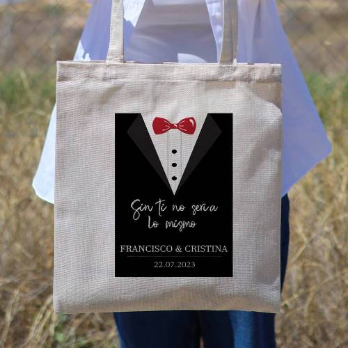 Bolsa de tela personalizada Boda "Esmoquin" Detalles de boda - Detalles personalizables para Boda