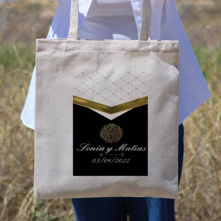 Bolsa de tela personalizada Boda "Etiqueta" Detalles de boda - Detalles personalizables para Boda