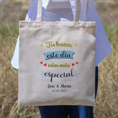 Bolsa de tela personalizada Boda "Happy" Detalles de boda - Detalles personalizables para Boda