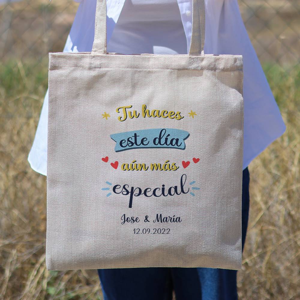 Bolsa de tela personalizada Boda "Happy" Detalles de boda - Detalles personalizables para Boda