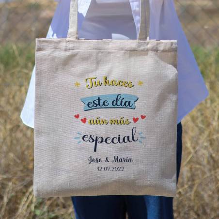Bolsa de tela personalizada Boda "Happy" Detalles de boda - Detalles personalizables para Boda