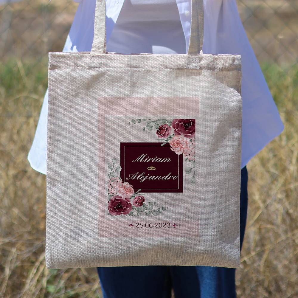 Bolsa de tela personalizada Boda "Postal" Detalles de boda - Detalles personalizables para Boda