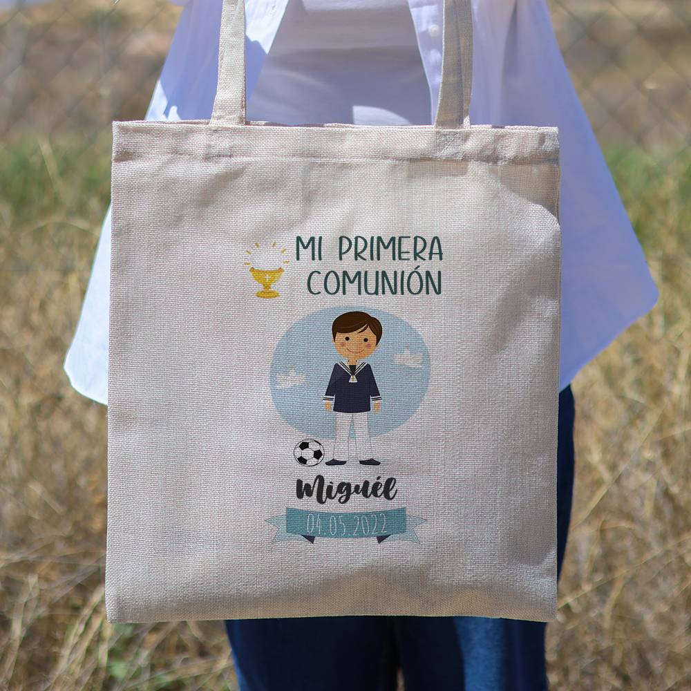 Bolsa de tela personalizada Comunión "Fútbol" Detalles de comunión - Detalles personalizables para Comunión