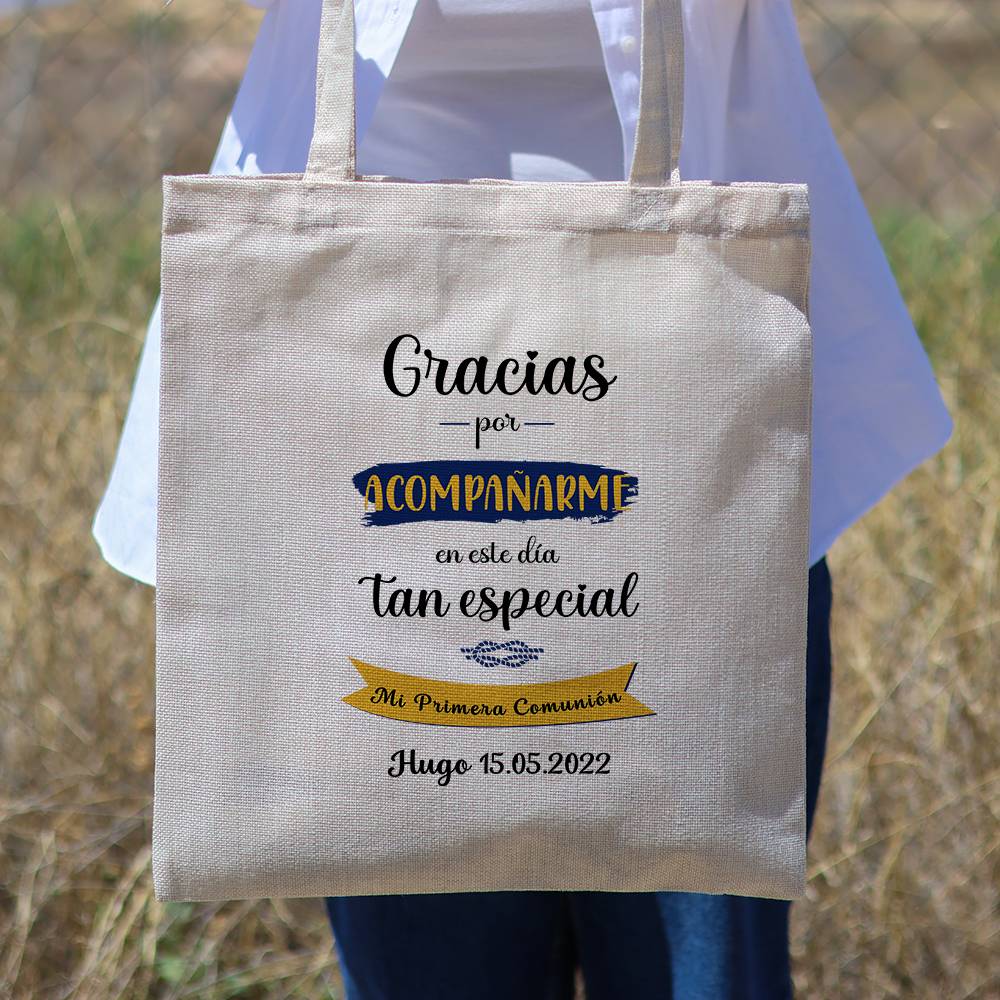 Bolsa de tela personalizada Comunión "Love" Detalles de comunión - Detalles personalizables para Comunión