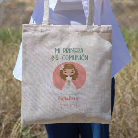 Bolsa de tela personalizada Comunión "Luna" Detalles de comunión - Detalles personalizables para Comunión