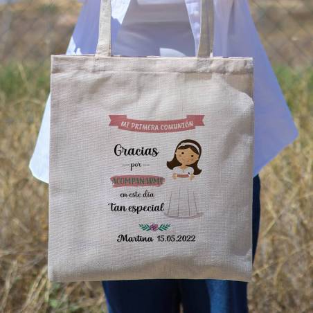 Bolsa de tela personalizada Comunión "Muñeca" Detalles de comunión - Detalles personalizables para Comunión
