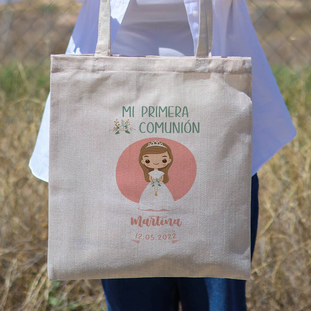 Bolsa de tela personalizada Comunión "Sol" Detalles de comunión - Detalles personalizables para Comunión