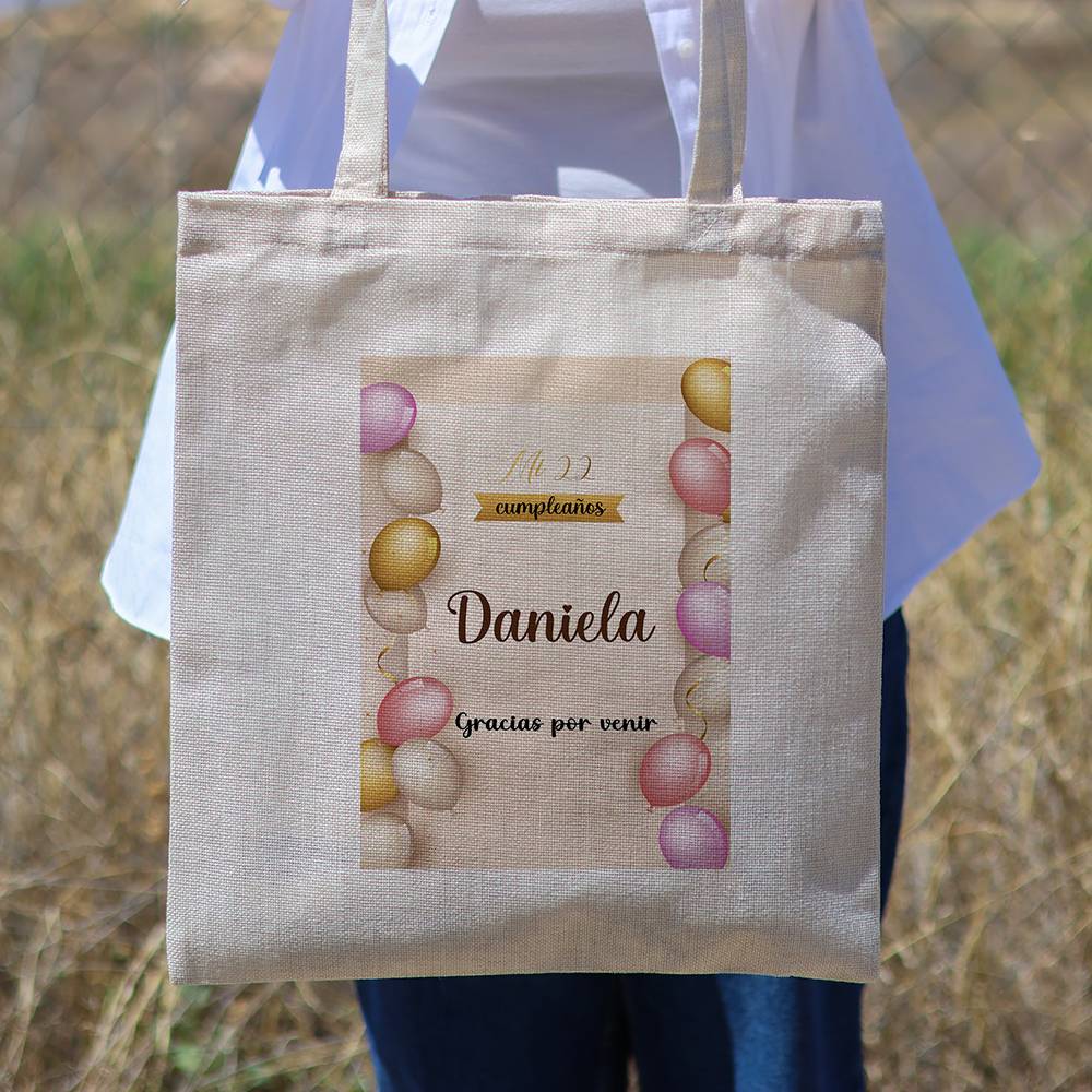 Bolsa de tela personalizada Cumpleaños "Beige" Detalles de cumpleaños - Regalos personalizables cumpleaños