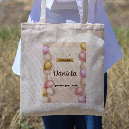 Bolsa de tela personalizada Cumpleaños "Beige" Detalles de cumpleaños - Regalos personalizables cumpleaños