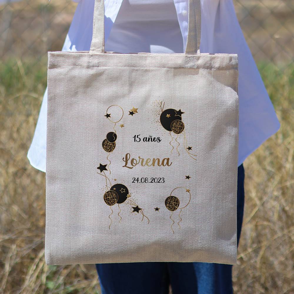 Bolsa de tela personalizada Cumpleaños "Dorado" Detalles de cumpleaños - Regalos personalizables cumpleaños