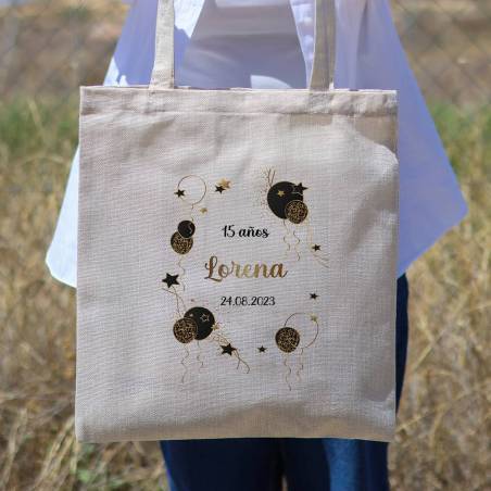 Bolsa de tela personalizada Cumpleaños "Dorado" Detalles de cumpleaños - Regalos personalizables cumpleaños