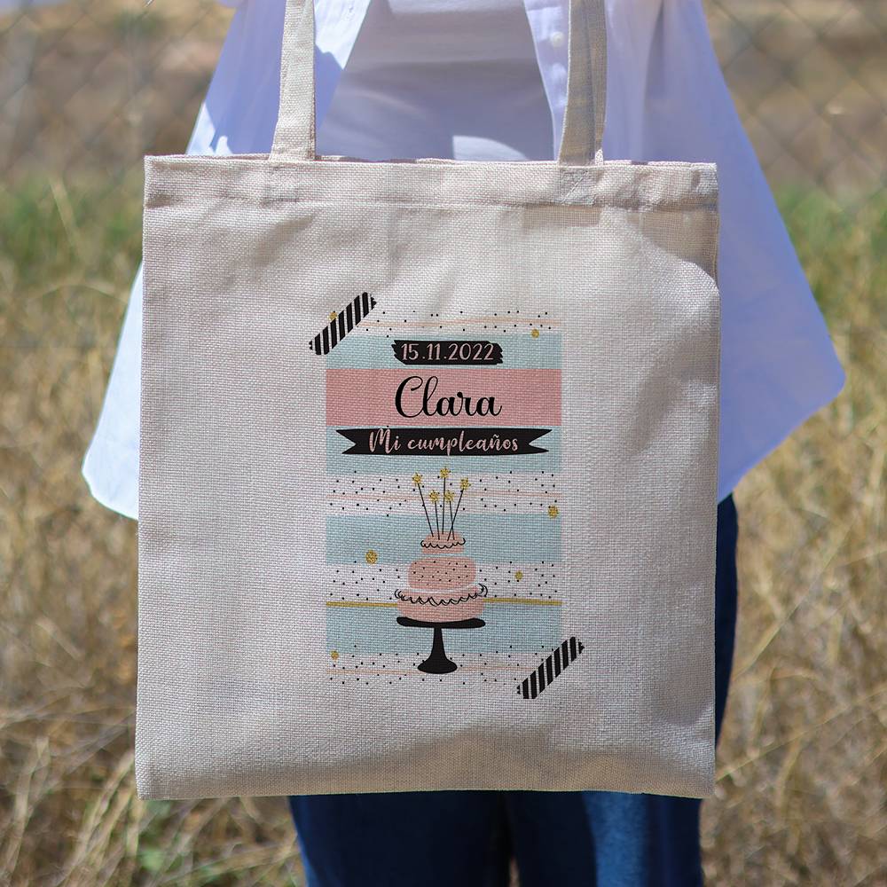 Bolsa de tela personalizada Cumpleaños "Tarta" Detalles de cumpleaños - Regalos personalizables cumpleaños