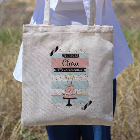 Bolsa de tela personalizada Cumpleaños "Tarta" Detalles de cumpleaños - Regalos personalizables cumpleaños