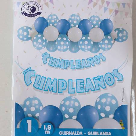 Guirnalda de globos de cumpleaños de niño azul - Decoración Cumpleaños